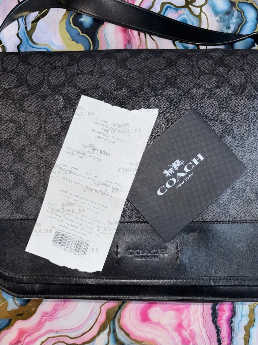 Coach Men's Gray/Black Signature Messenger Bag